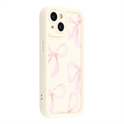 iPhone 15 Stylish Shockproof TPU Case with Raised Edges - White / Big Bow
