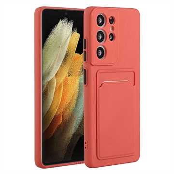 Samsung Galaxy S23 Ultra 5G TPU Maska sa Držačem za Karticu - Roza