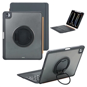 iPad Air 13 2024/2025/iPad Pro 12.9 2018/2020/2021/2022 TU3609 Backlit Magnetic Keyboard Case with 360 Rotating Stand - Black