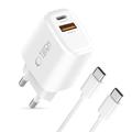 Tech-Protect NCA20 Dual-Port PD 20W/QC3.0 Charger with USB-C Cable - White
