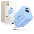 Tech-Protect NCA30 Dual-Port Charger - 30W USB-C PD and 18W USB-A QC3.0 - Baby Blue
