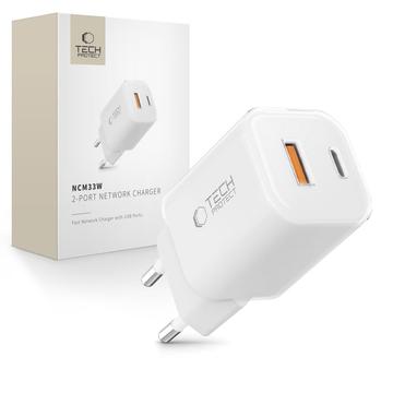 Tech-Protect NCM33W Dual-Port 30W Wall Charger - White