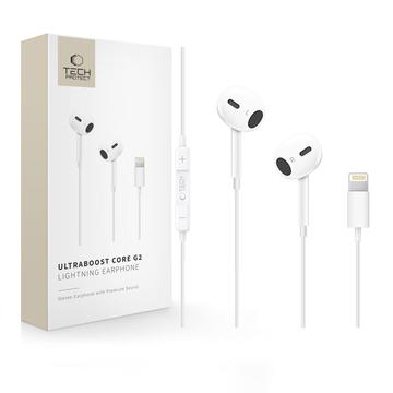 Tech-Protect Ultraboost Core G2 Wired Lightning Earphones – White
