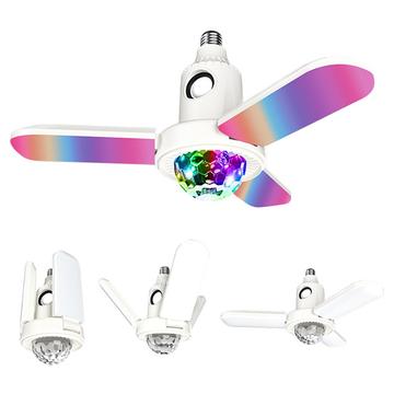 Three-Leaf Foldable RGB Ceiling Lamp with Crystal Disco Ball Music Light