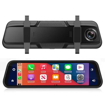 Touchscreen Dual-lens Dash Cam with CarPlay - 9.66" - Black
