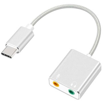 USB-C / AUX Audio Adapter za Slušalice i Mikrofon - Srebrni