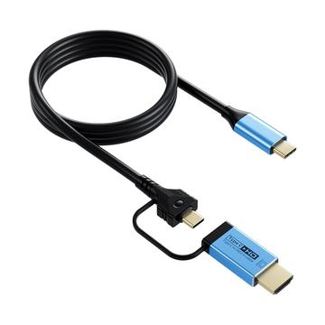 V292 4K 60Hz USB-C to USB-C/HDMI 2.0 Video Converter Cable - 2m - Black / Blue