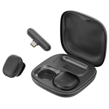 V36 Mini AI Noise Cancelling Wireless Lavalier Microphone with USB-C Receiver & Charging Case - Black