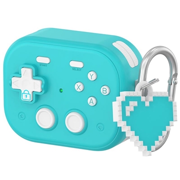 AirPods Pro 3 Vintage Game Console Style Plastic Case with Heart Pendant - Blue