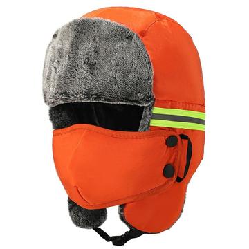 Warm Winter Hat with Reflective Strips and Face Mask