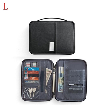 Water Resistant Travel Wallet with Handle - L - Black