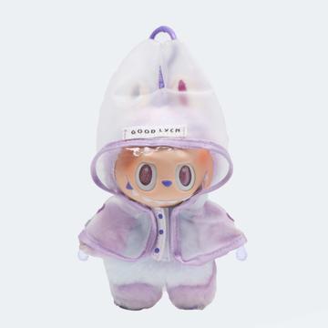 Waterproof Hooded Raincoat for Labubu Doll 17cm - Purple