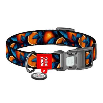 Waudog Nylon Dog Collar with QR Code - Size M - Oranges