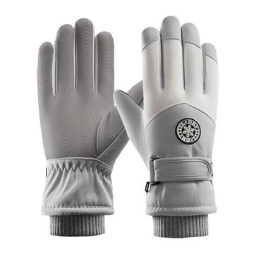 Windproof Outdoor Winter Touch Screen Gloves - Women - Grey / White