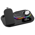 Wireless Charging Station with RGB Light and Digital Clock A06
