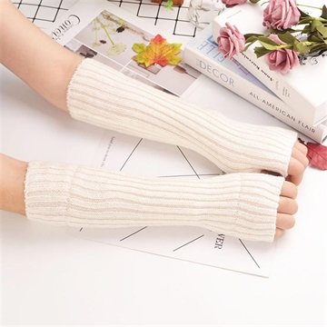 XT-0016 Winter Fingerless Gloves - 30cm - White