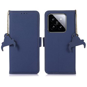 Xiaomi 14 Pro Kožna maska-Novčanik sa RFID-om - Plava