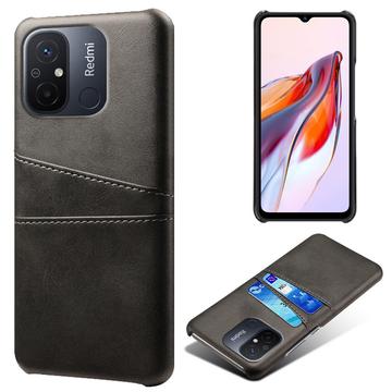 Xiaomi Redmi 12C Presvučena Plastična Futrola sa Džepovima za Kartice - Crna
