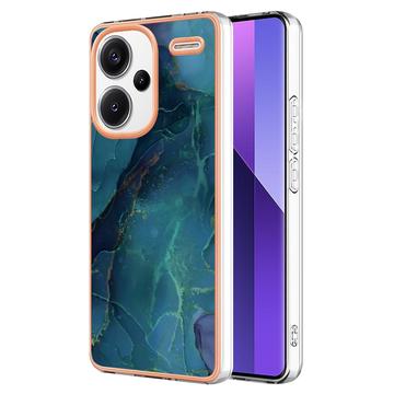 Xiaomi Redmi Note 13 Pro+ Marble Pattern Galvanizirana IMD TPU Maska - Zelena