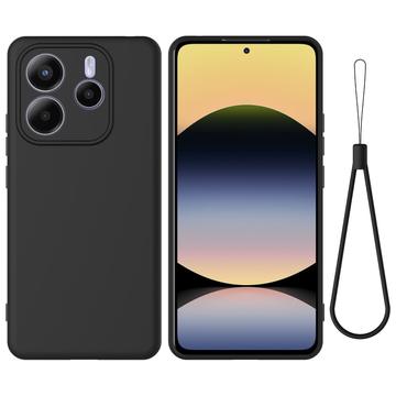Xiaomi Redmi Note 14 5G Liquid Silicone Case with Hand Strap - Black