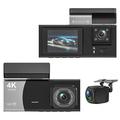 Y08 4K Triple-Lens Dash Cam with G-Sensor, WiFi