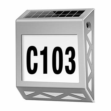 YH1101 Stainless Steel Solar House Number Light - Silver