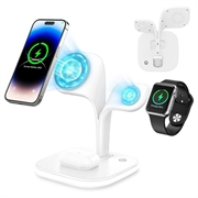 YM-UD22 Pro 3-in-1 MagSafe Charging Station with Night Light - 15W - White