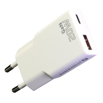 everActive SC-340Q GaN Super Slim 20W Charger with USB QC3.0 & USB-C PD Ports - White