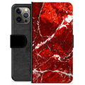 iPhone 12 Pro Max Premijum Futrola-Novčanik - Crveni Mermer