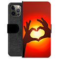 iPhone 12 Pro Max Premijum Futrola-Novčanik - Silueta Srca