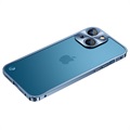 iPhone 13 Mini Metalni Zaštitni Okvir sa Poleđinom od Kaljenog Stakla - Plava