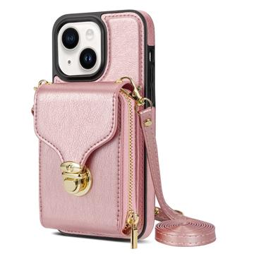 iPhone 14 Plus All-in-One Case with Wallet & Strap - Rose Gold