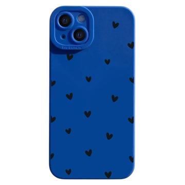 iPhone 14 Plus Heart Pattern Slim TPU Case - Blue / Black