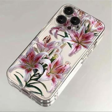 iPhone 14 Pro Floral Pattern TPU Case - Pink Lily