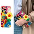 iPhone 14 Pro Flower TPU Case with Wristband - Colorful