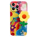 iPhone 14 Pro Max Flower TPU Case with Wristband - Colorful