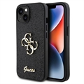 iPhone 15 Guess Fixed Glitter 4G Metal Logo Maska - Crna