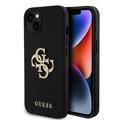iPhone 15 Guess Perforated 4G Glitter Logo Case - Black