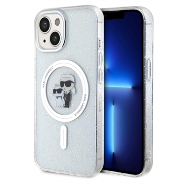 iPhone 15 Karl Lagerfeld IML Glitter Karl & Choupette MagSafe Maska - Providna