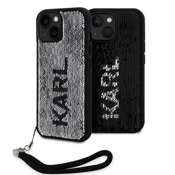 iPhone 15 Karl Lagerfeld Reversible Sequins Maska - Crna / Srebrna