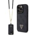 iPhone 15 Pro Guess 4G Strass Triangle Metal Logo Maska sa Crossbody Kaišem