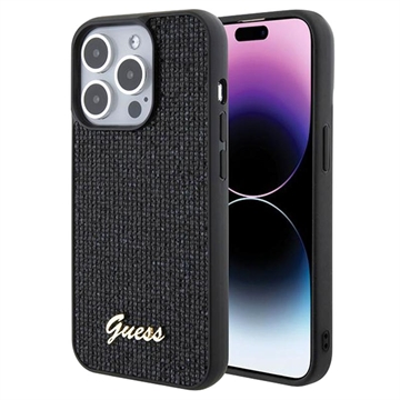 iPhone 15 Pro Guess Disco Metal Script Logo Maska - Crna