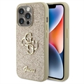iPhone 15 Pro Guess Fixed Glitter 4G Metal Logo Maska - Zlatna