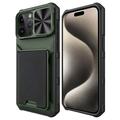 iPhone 15 Pro Hybrid Case With Card Holder - MagSafe Compatible - Green