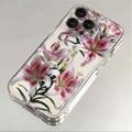 iPhone 15 Pro Max Floral Pattern TPU Case - Pink Lily