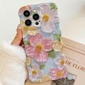 iPhone 15 Pro Max Wavy-Edge Oil-Painting TPU Case - Flowers