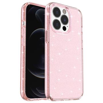 iPhone 15 Pro Stylish Glitter Series Hibridna Maska - Roze