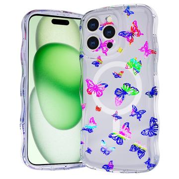 iPhone 15 Pro Wave-Edge Laser Glitter MagSafe Case - Butterfly