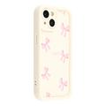 iPhone 15 Stylish Shockproof TPU Case with Raised Edges - White / Bow