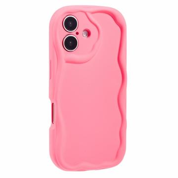 iPhone 16 Candy Color Wavy TPU Case - Hot Pink